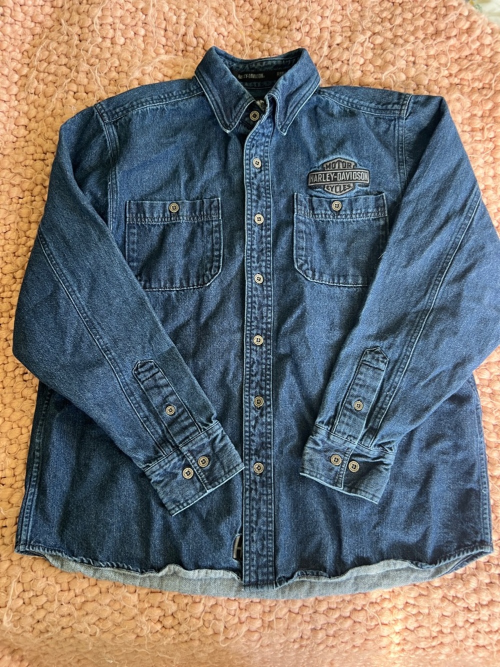 Harley-Davidson Blue Denim Button-Front Work Shirt